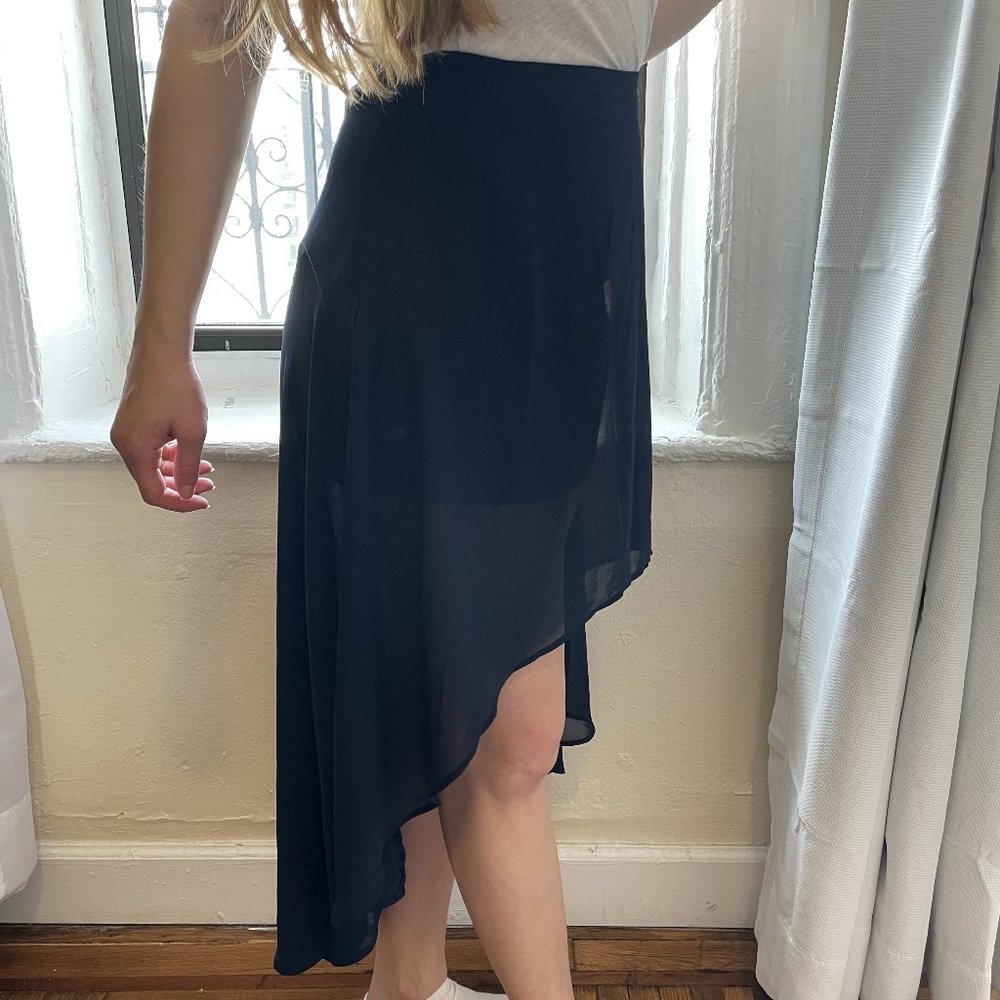High-Low Navy Maxi Skirt